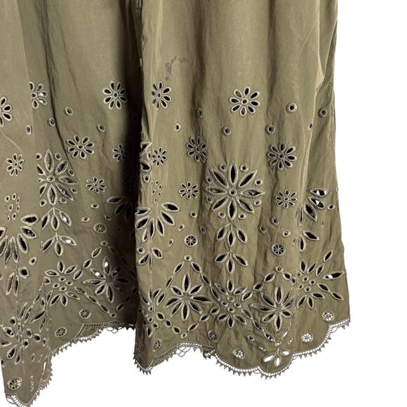 Polo Ralph Lauren Jessica Day Green Cotton Eyelet Drawstring Midi Shirt Dress 14 - Picture 8 of 14